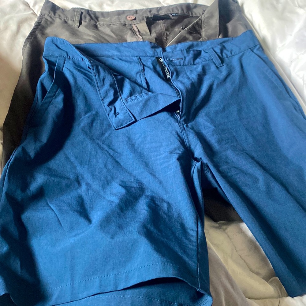 2 shorts, grey and blue size 34 Burnside shorts